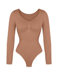 Marcella - Naadloze Lange Mouw Body met String, Borstondersteuning & Buikcontrole - Bella Fit™