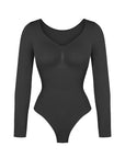 Marcella - Naadloze Lange Mouw Body met String, Borstondersteuning & Buikcontrole - Bella Fit™