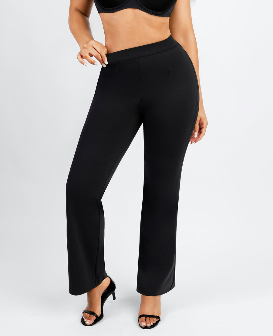 Larisa - High Waist Built-in Shaping Mesh Broek Met Rechte Pijp - Bella Fit™